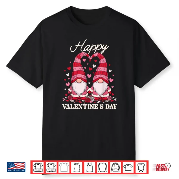 Happy Valentine Gnomes Cute Red Hearts Love Gnome Shirt