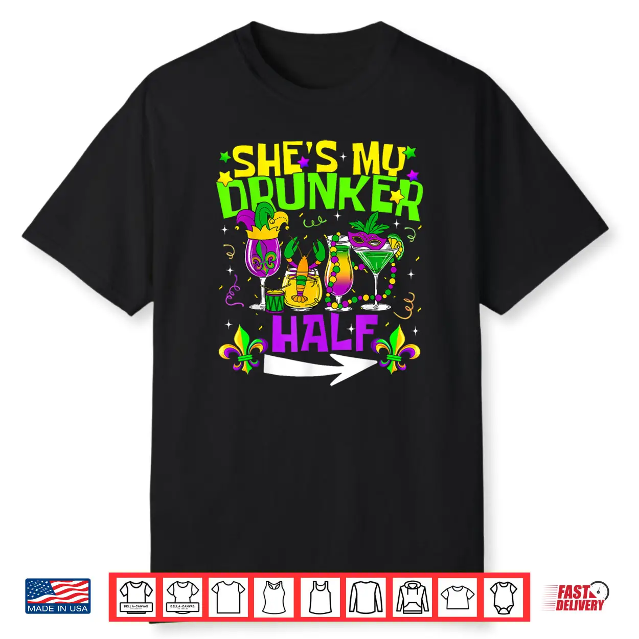 He’s She’s My Drunker Half Matching Couple Mardi Gras Shirt He’s She’s My Drunker Half Matching Couple Mardi Gras Shirt