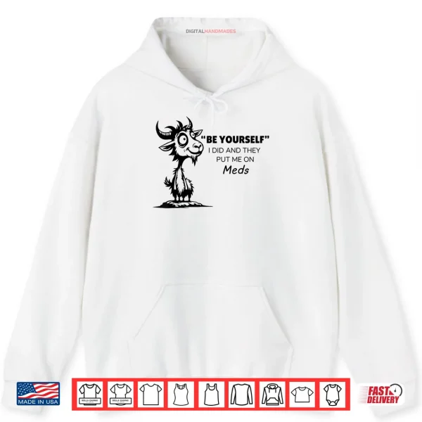 Hoodie Be Yourself I Did and They Put Me On Meds Shirt