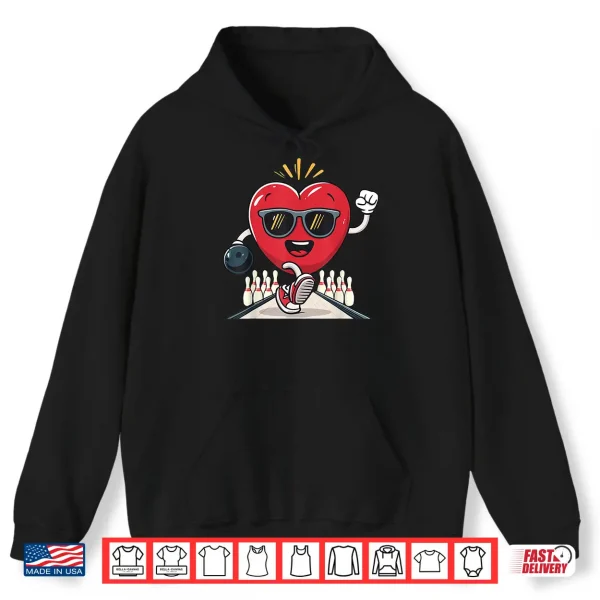 Hoodie Bowling Heart Bowler Team Coach Valentines Day Sunglasses Shirt