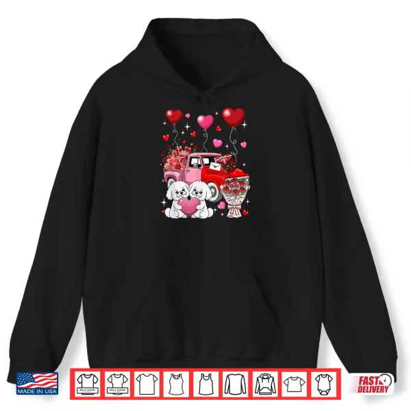 Hoodie Couple Bichon Frises Valentine Hearts Tree Pickup Truck Shirt
