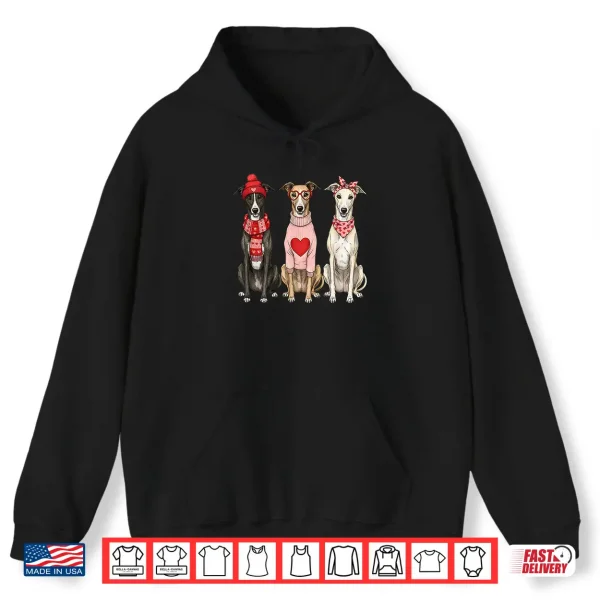 Hoodie Cute Greyhound Valentine Dog Shirt