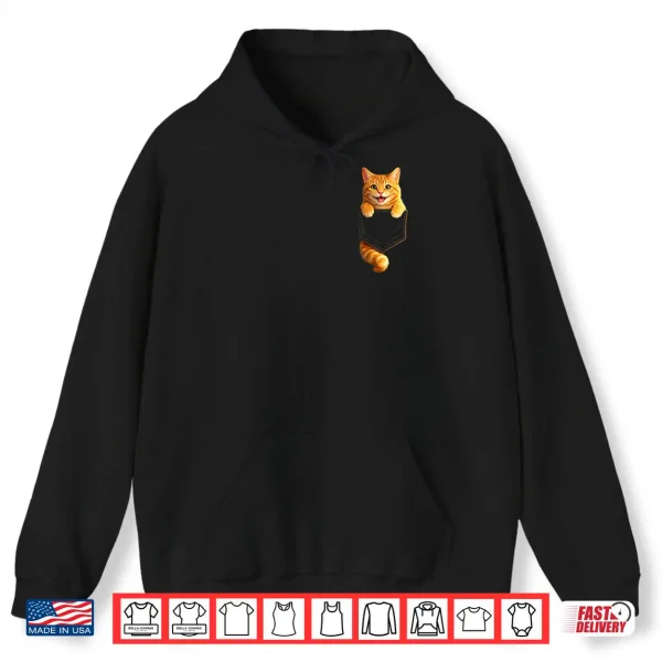 Hoodie Cute Orange Pocket Kitty Funny Cat Lover Design Shirt