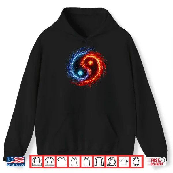 Hoodie Fire and Water Yin Yang Symbol Balance Tai Chi Energy Shirt
