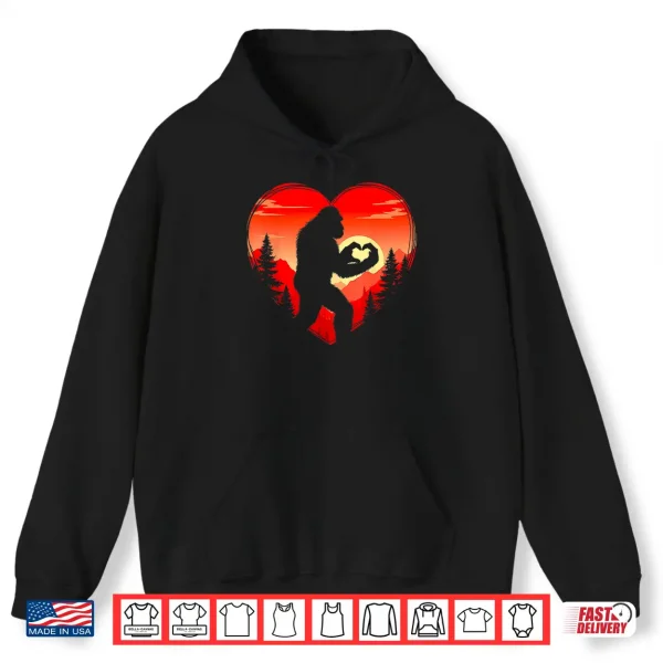 Hoodie Funny Bigfoot in Love Heart Happy Valentines Day Men Women Shirt