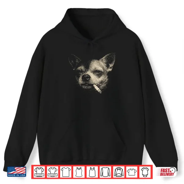 Hoodie Funny Smoking Chihuahua Vintage Y2K Grunge Dog Graphic Tee Shirt