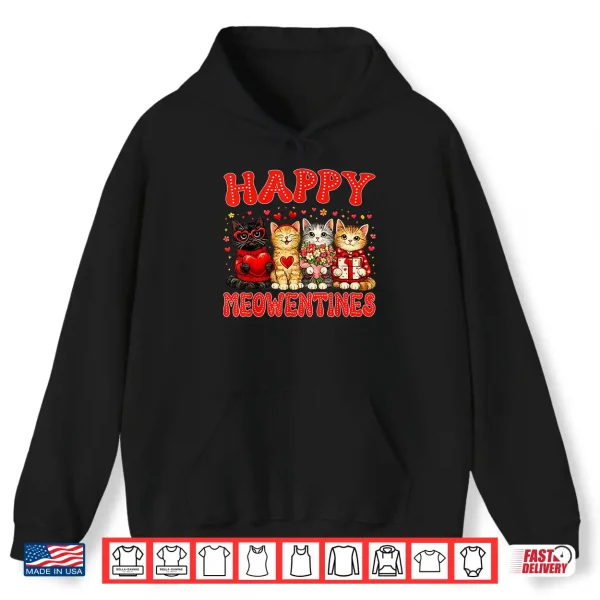 Hoodie Happy Meowentines Cute Cat Valentine Men Women Kids Girls Shirt