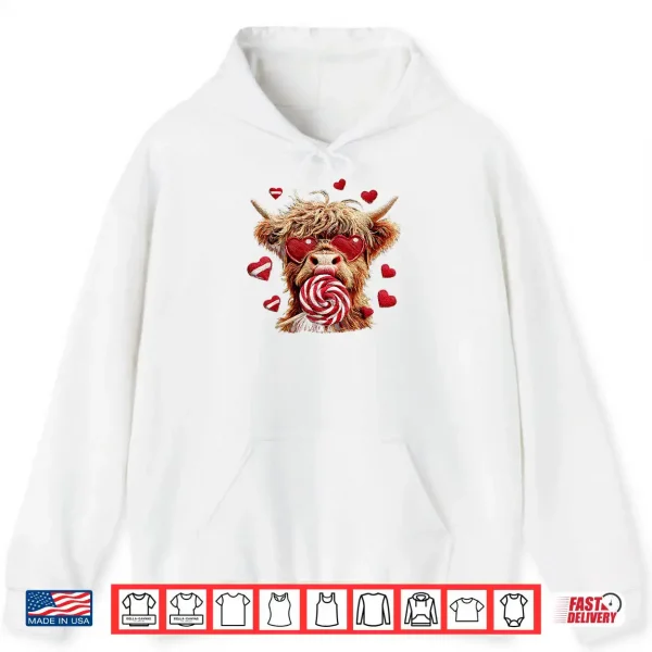 Hoodie Highland Cow Valentine Cow Lovers Shirt