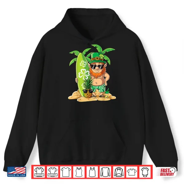 Hoodie Leprechaun Hawaiian Surfing T Shirt St Patricks Day Hawaii