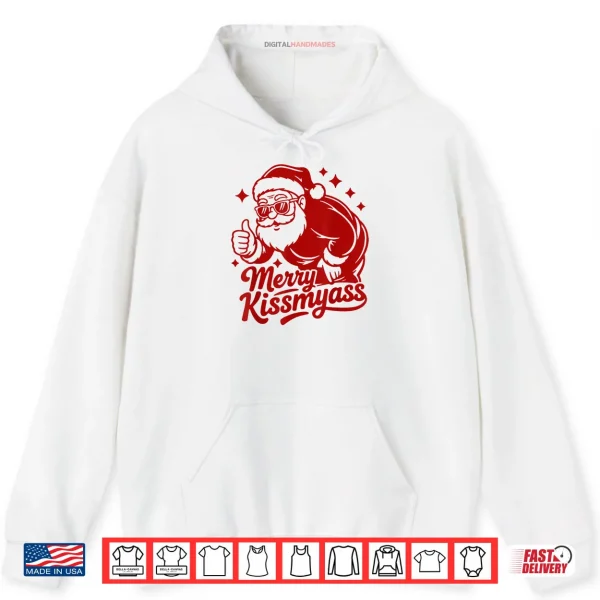 Hoodie Merry KissMyAss X Xmas Santa Sunglasses Christmas Shirt