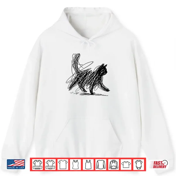 Hoodie Minimalist cat Art Shirt