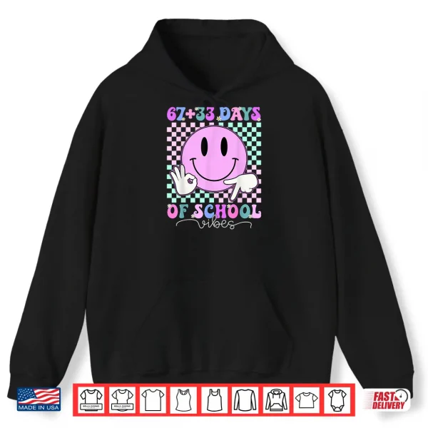 Hoodie Retro Groovy 67 33 Days of School 100th Day Kids Boys Girls Shirt