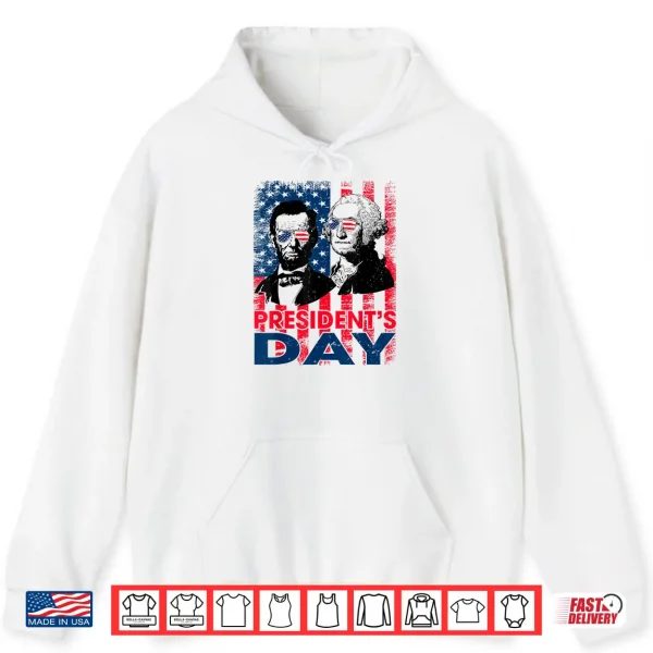 Hoodie Washington Lincoln USA Flag Presidents Day Retro Vintage Shirt