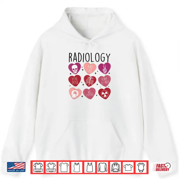 Hoodie Women Retro Radiology Tech Valentines Day X Ray Technician Shirt