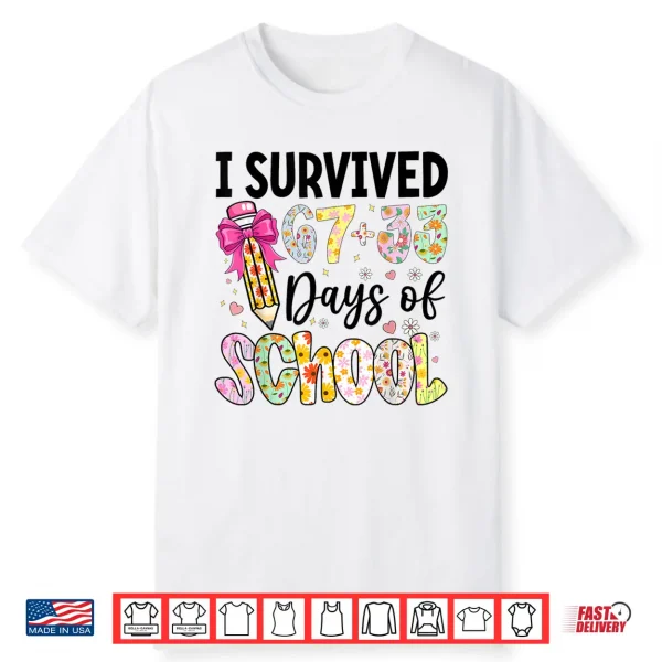 I Survived 6733 Day of School Teacher 100 Days of School Shirt