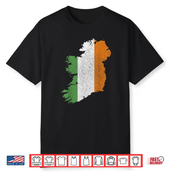Irish Flag and Map of Ireland St. Patrick’s Day Shirt