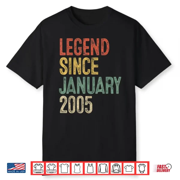 Legend January 2005 21st Birthday Men Women 21 Year Old Shirt