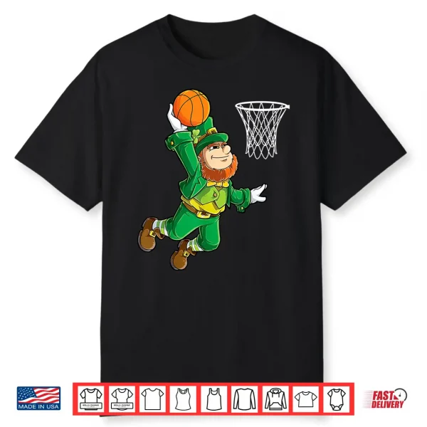 Leprechaun Basketball Dunk St Patricks Day Boys Men Sports Shirt