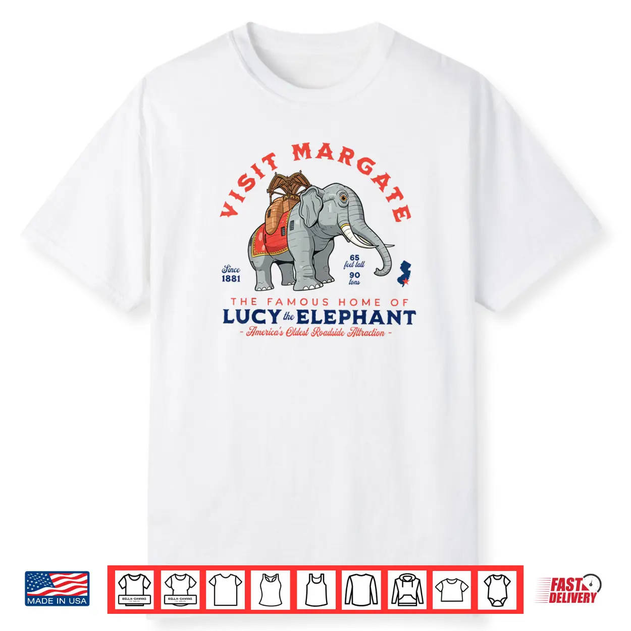Lucy The Elephant Visit Margate NJ Landmark Retro Shirt Lucy The Elephant Visit Margate NJ Landmark Retro Shirt