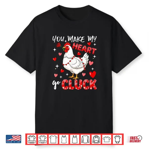 Make Heart Go Valentine’s Day Cute Chicken Sound Floral Rose Shirt