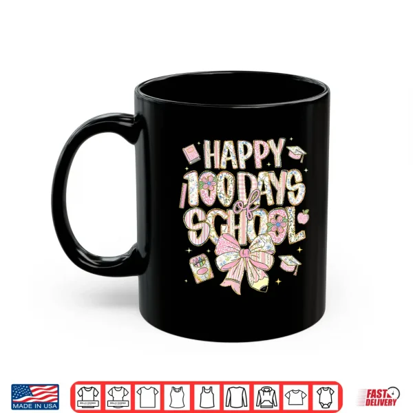 Mug 100th Day of School Preppy 100 Days Teacher Kid Coquette Bow Shirt 1