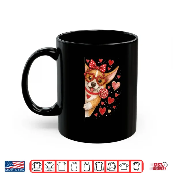 Mug Cute Corgi Valentine Kawaii Pink Hearts Puppy Dog Shirt