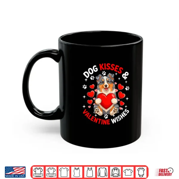 Mug Dog Kisses and Valentine Wishes Cute Aussie Owner Kids Shirt
