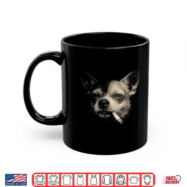 Mug Funny Smoking Chihuahua Vintage Y2K Grunge Dog Graphic Tee Shirt