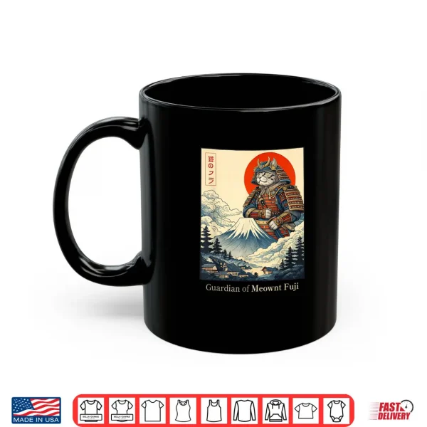 Mug Guardian of Meownt Fuji Samurai Cat Japanese Art Cat Shirt