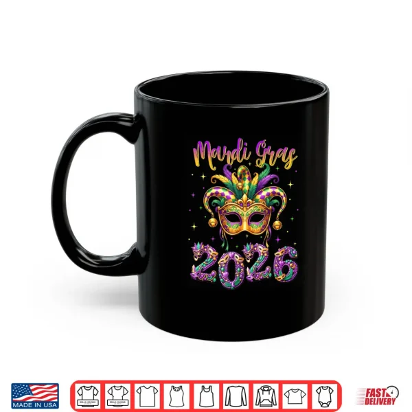 Mug Happy Mardi Gras Carnival 2026 Jester Hat Shirt