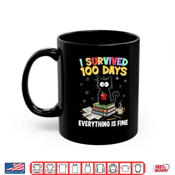 Mug I Survived 100 Days of School Teacher Kids Shirt