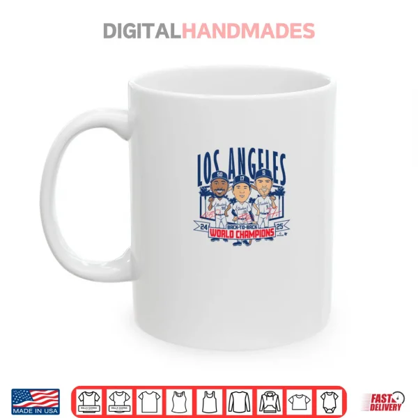 Mug LA Baseball Back to Back World Champs Caricatures Shirt