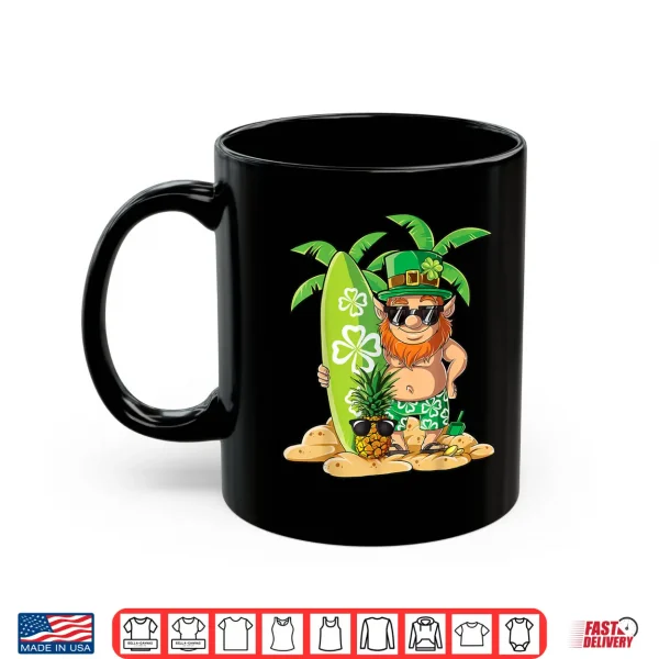 Mug Leprechaun Hawaiian Surfing T Shirt St Patricks Day Hawaii