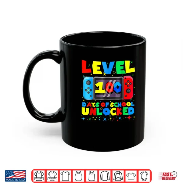 Mug Level 100 Days of School Unlocked Gamer Video Games Boys Shirt 1