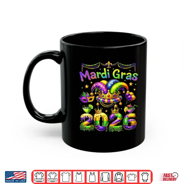Mug Mardi Gras 2026 Carnival Jester Beads Parade Men Women Kids Shirt 1
