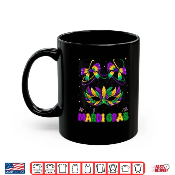 Mug Mardi Gras Messy Bun Coquette Bead Shirt