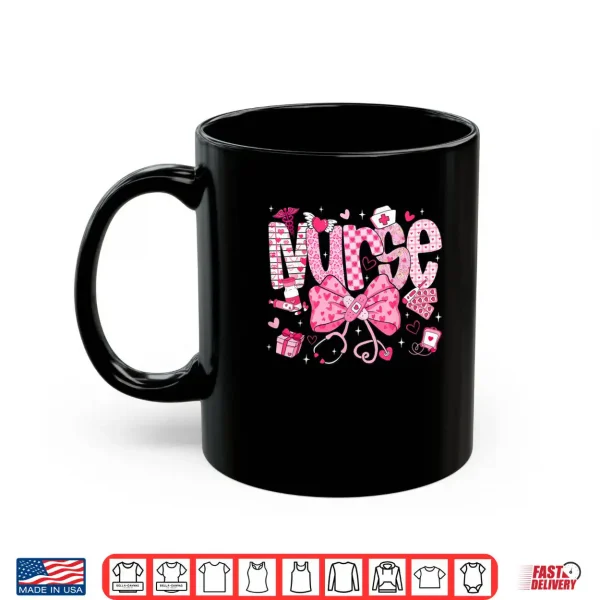 Mug Nurse Valentines Day Heart Stethoscope ER ICU NICU RN Nurse Shirt
