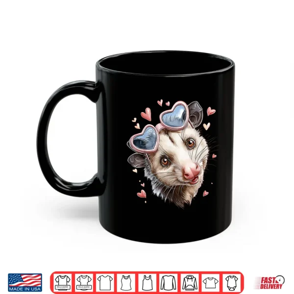 Mug Opossum Possum Valentines Day Heart Sunglasses Shirt