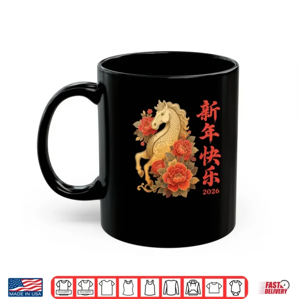 Mug Red Flowers Chinese New Year 2026 Year of The Horse 2026 Shirt