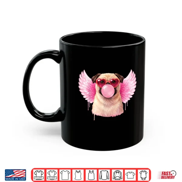 Mug Retro Cupid Valentine Dog Valentines Love Hearts Cute Pug Shirt
