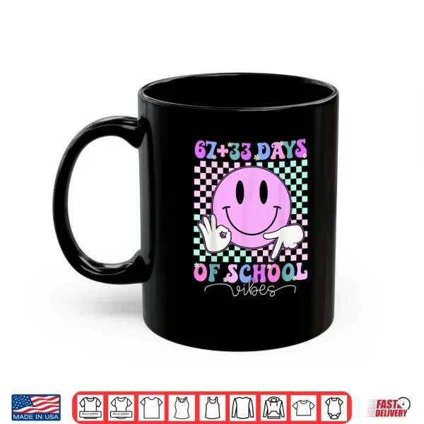 Mug Retro Groovy 67 33 Days of School 100th Day Kids Boys Girls Shirt