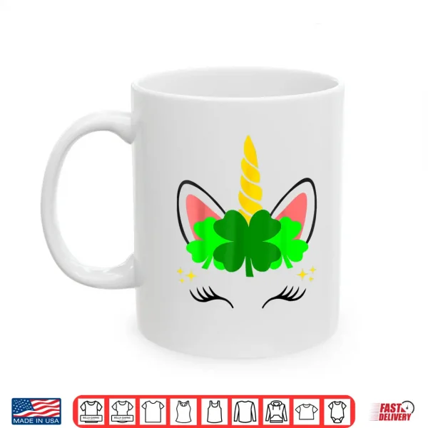 Mug Unicorn Face St Patricks Day Irish Women Girls Kids Shirt