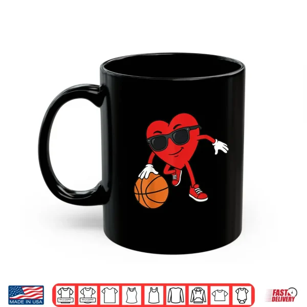 Mug Valentines Day Basketball Heart Playing Basketball Boys Kids Shirt