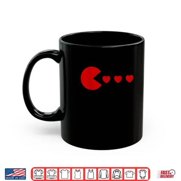 Mug Valentines Day Retro Game Eating Hearts Gaming Boys Kids Men Shirt