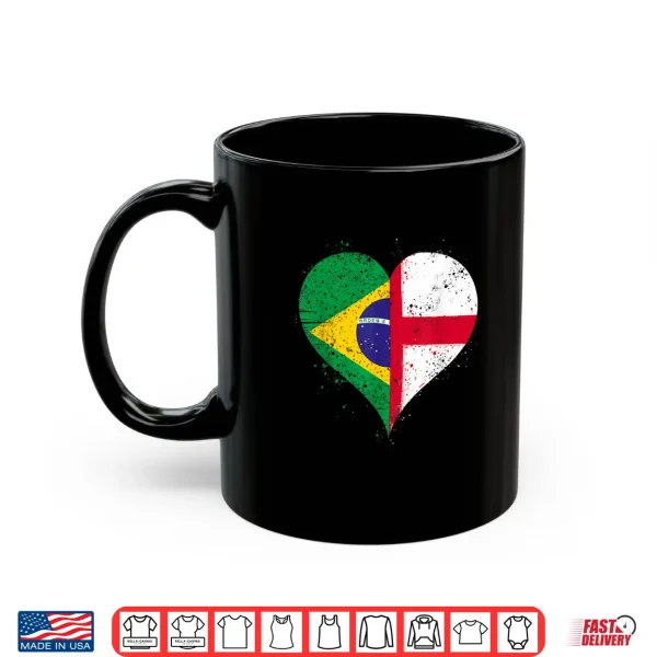 Mug Vintage Brazil England Flag for Proud Brazilian English Fans Shirt