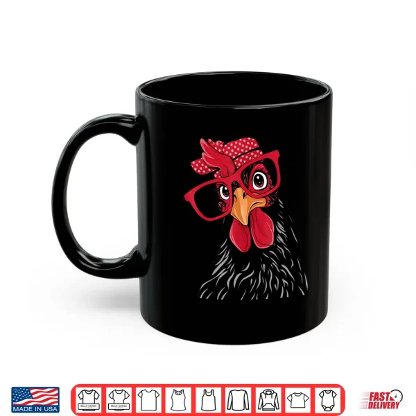 Mug WomenS Cute Chicken Glasses Bandana Headband MotherS Day Shirt
