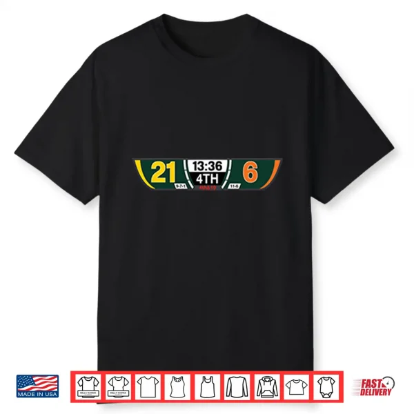 Packers 21 Bears 6 Scoreboard Fourth Quarter Football Shirt