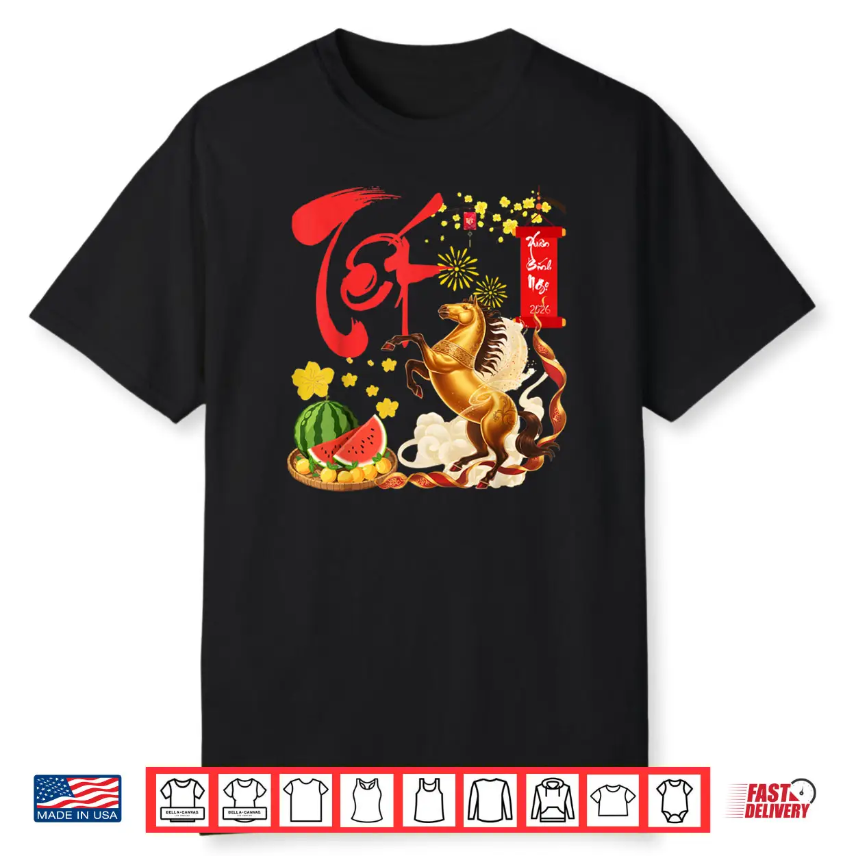 Peach Blossom Vietnamese Lunar New Year Horse 2026 Happy TET Shirt Peach Blossom Vietnamese Lunar New Year Horse 2026 Happy TET Shirt