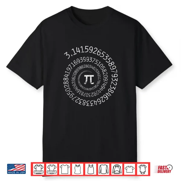 Pi Day Shirt Spiral Pi Math Design For Pi Day 3.14 Shirt