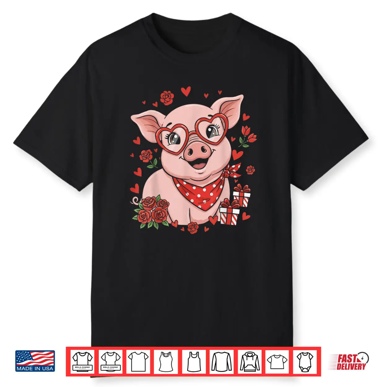 Pig Cute Farm Animal Sunglasses Heart Love Valentine Shirt Pig Cute Farm Animal Sunglasses Heart Love Valentine Shirt